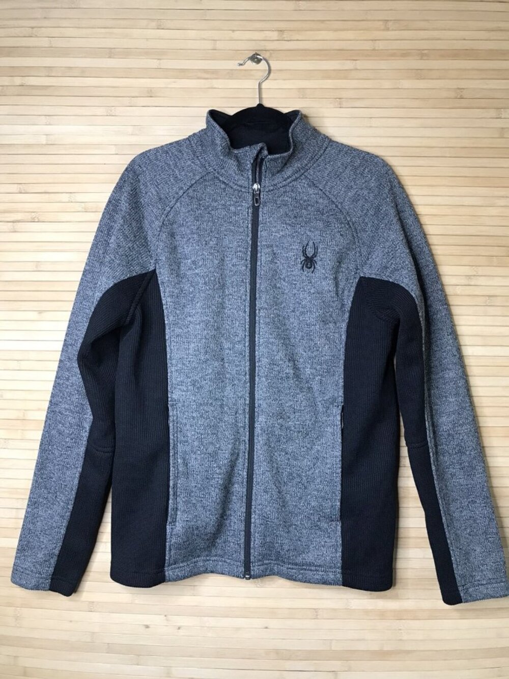 Spyder Men's Medium M Full Zip Sweater Jacket Constant Knit Style Gray/Black